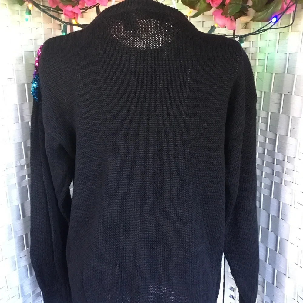 🌸 See New Listing 🌺  Sequin Sweater Vintage  Holiday Bead Oversize S  Small - Picture 6 of 14